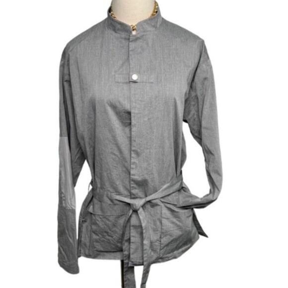 ORTTU snap front belted elbow patch Hong Kong jacket Heather Gray size medium M - Picture 1 of 8